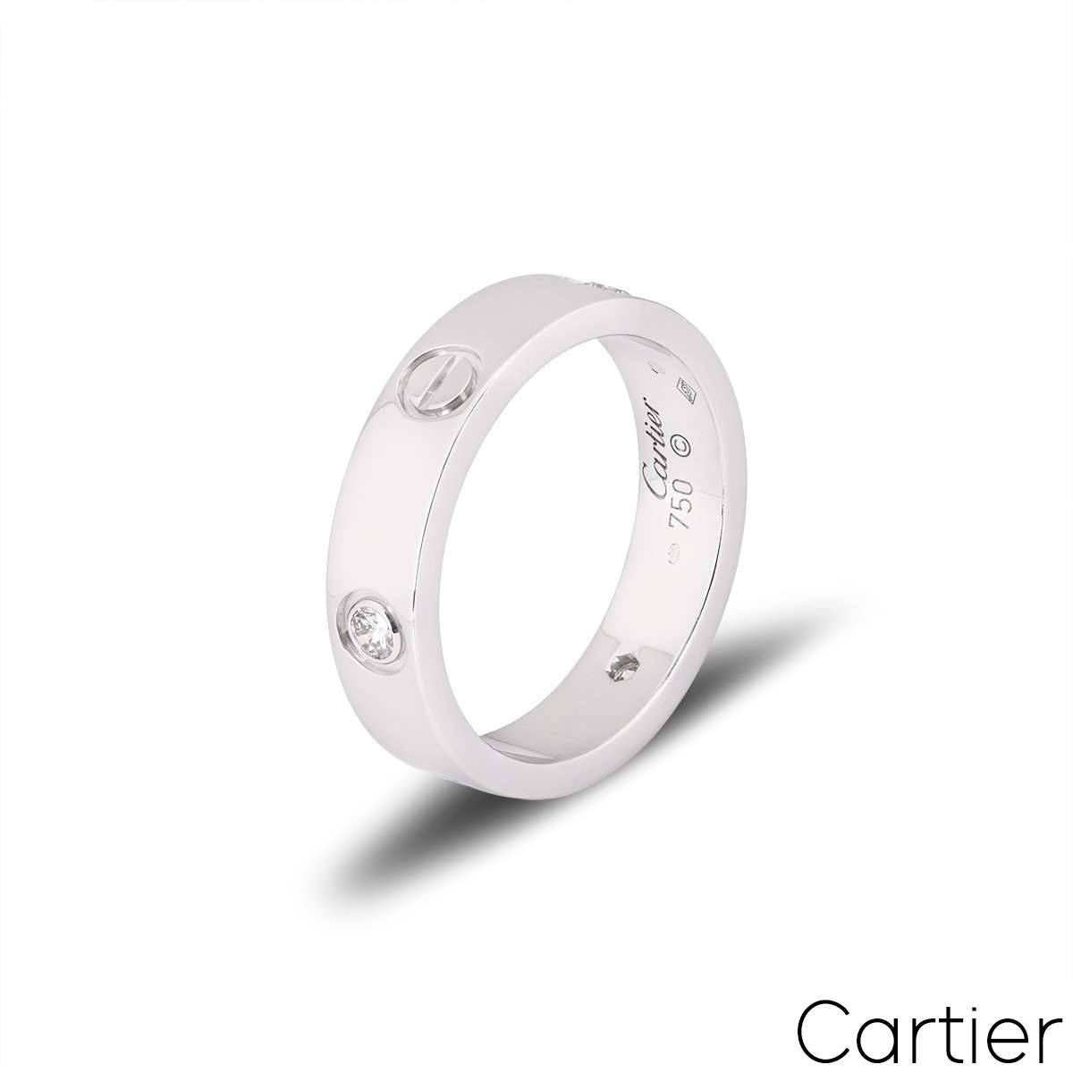 Cartier White Gold Half Diamond Love Ring Size 49 B4032500